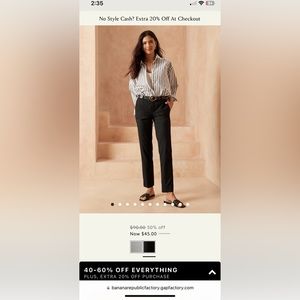 Banana Republic black size 0 petite Ryan pant